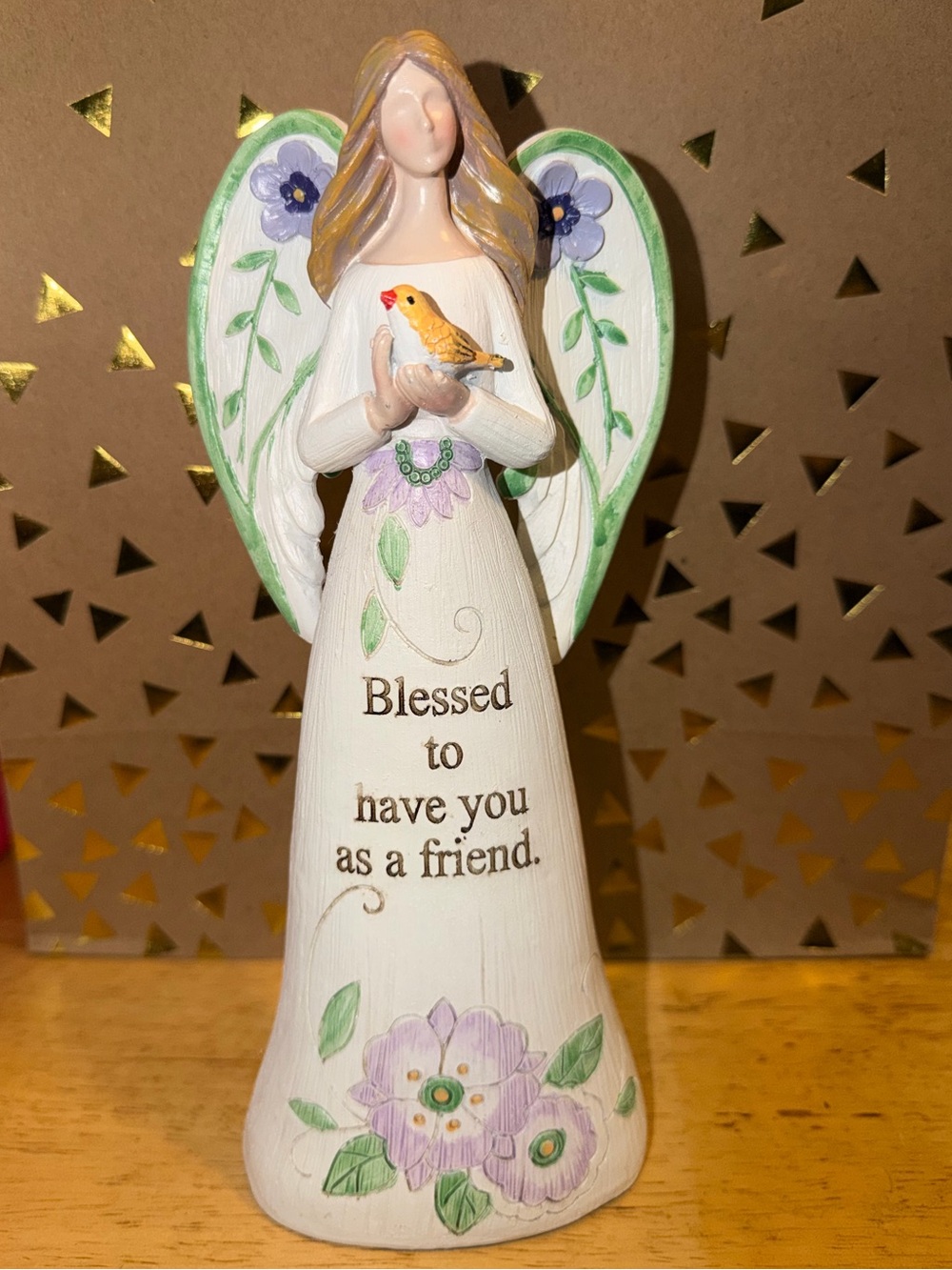 Blessed to Have You Angel Figurine - White and Pastel Floral 9”